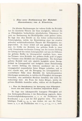 Einstein, Albert (1879-1955) et alia. Annalen der Physik, 1906.